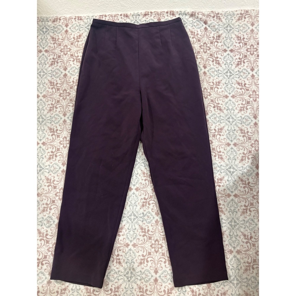 Vintage Deep Plum Purple High Waisted Tailored Straight Leg Trousers Pants